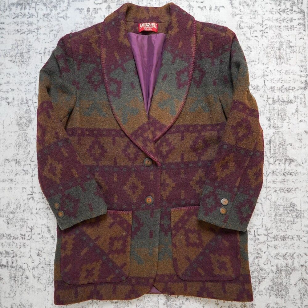 American Eagle Wool Boho Southwest Aztec Blazer Jacket Coat - Women's Large